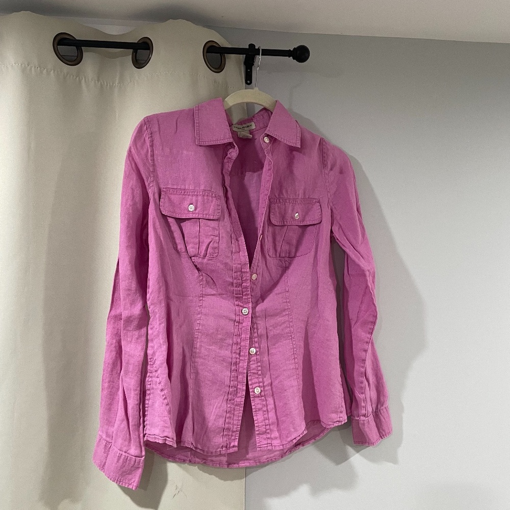 Purple-Pink Linen Banana Republic Blouse